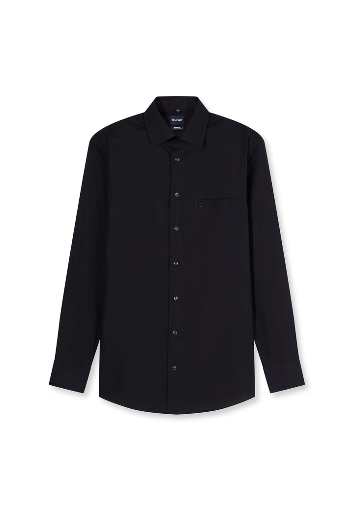 OLYMP Herren Businesshemd Langarm Luxor,Einfarbig,modern fit,New Kent 38 Schwarz, 38 Schwarz