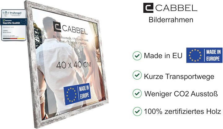 CABBEL Doppelpack (2er Set) Bilderrahmen 40x40 cm, Birke, stabiles MDF-Holz Rahmen, bruchsicherem Pl