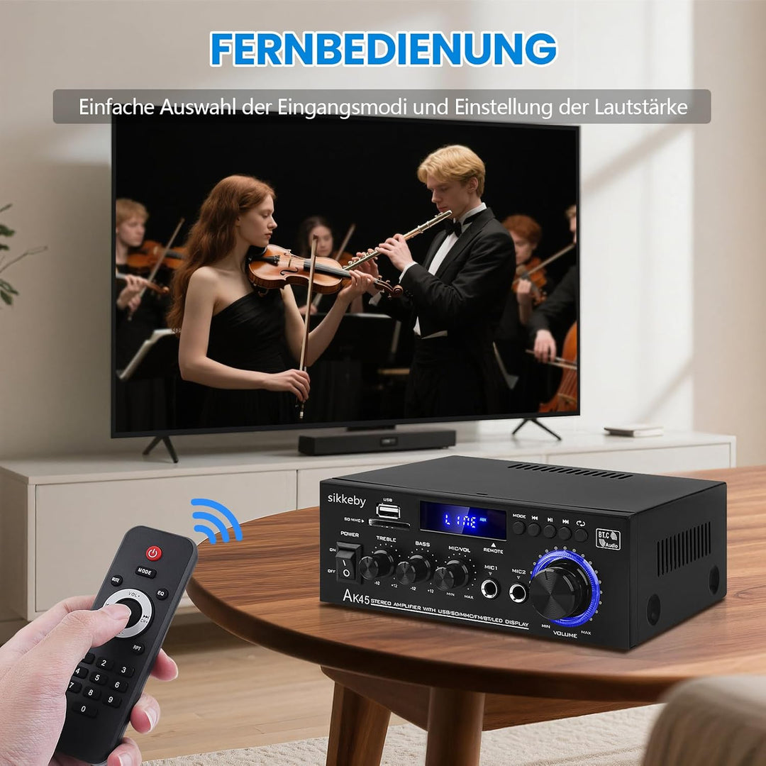 HiFi-Verstärker AK45 Mini Bluetooth Stereo-Audioverstärker Receiver 12V/ 220V 400W 2 Kanäle Digitale