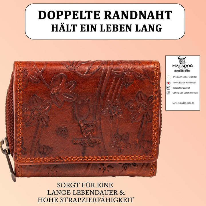 MATADOR Kleine ECHT Leder Geldbörse CHIQUITO Damen Portemonnaie Klein Frauen Geldbeutel TüV Geprüfte