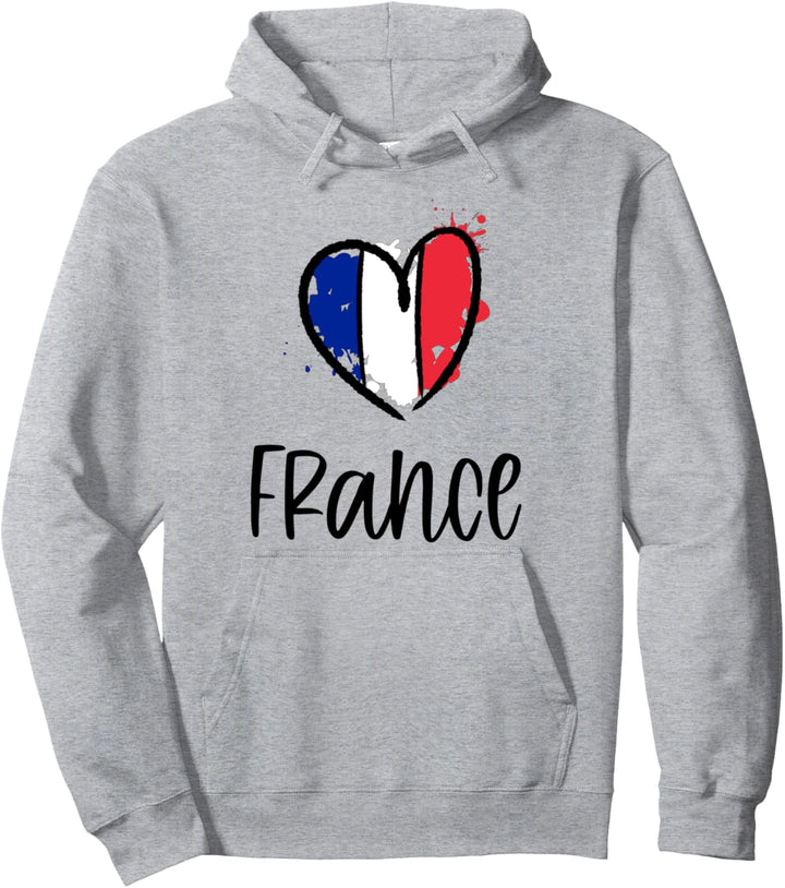 France Heart Line Art Flag Cute Europe Minimal French Gift Pullover Hoodie