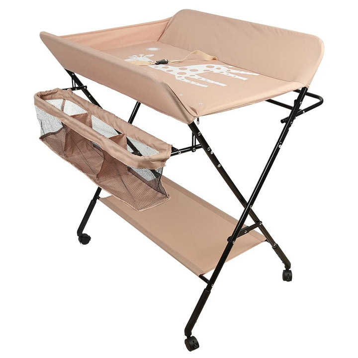 Baby Wickelkombi - klappbare Wickelkommode, mobiler Wickeltisch mit Wickelauflage, Sicherheitsgurt u