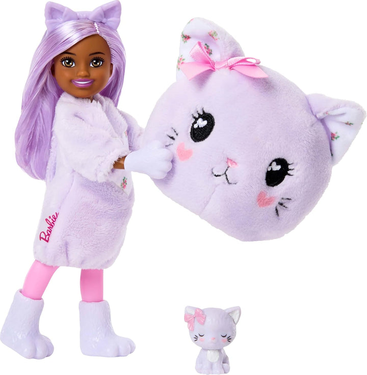 Barbie Cutie Reveal Glücksbärchis kleine Chelsea-Puppe und Zubehör, Serie 2 mit Plüschkostüm und 6 Ü