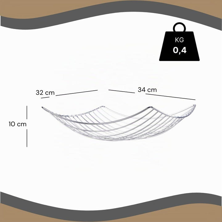 DESIGN FRÜCHTEKORB "PLATEAU" | 34 cm, Metall, silber | Früchtekorb, Deko Schale