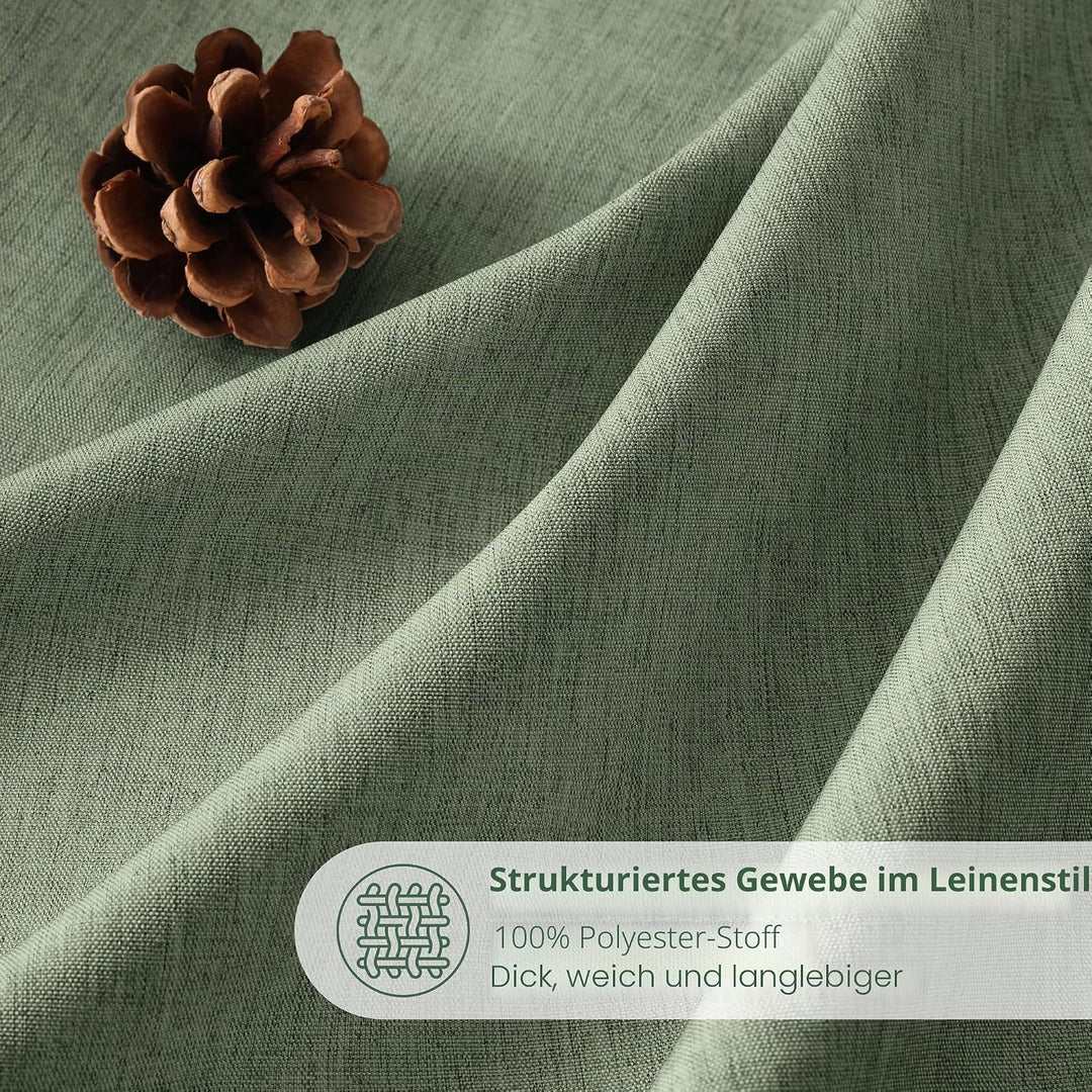 VANZAVANZU Duschvorhang Leinen mit Metall Duschvorhangringe Stoff Textil Badewannenvorhang Anti Schi