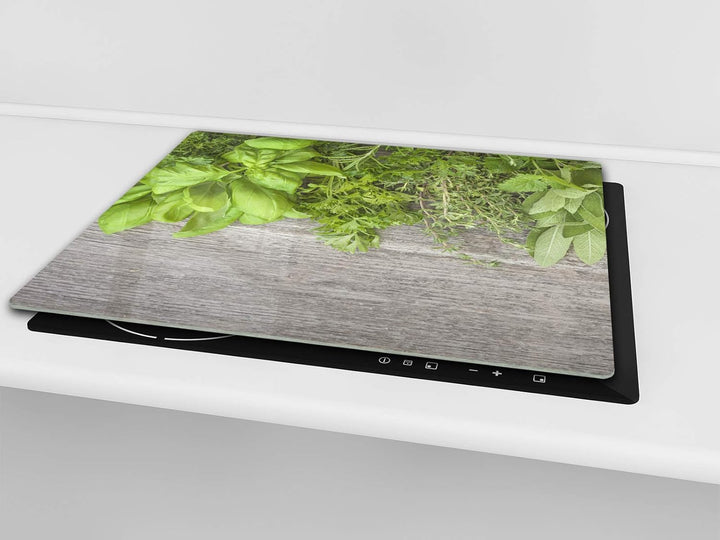 Küchenbrett aus Hartglas und Induktionskochplattenabdeckung – Schneideplatten SINGLE mit 60 x 52 cm