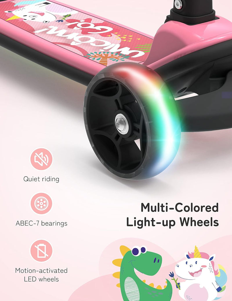 besrey Scooter Kinder Roller, der sichere Premium Dreiradscooter mit PU LED Leuchtenden Räder, Faltb