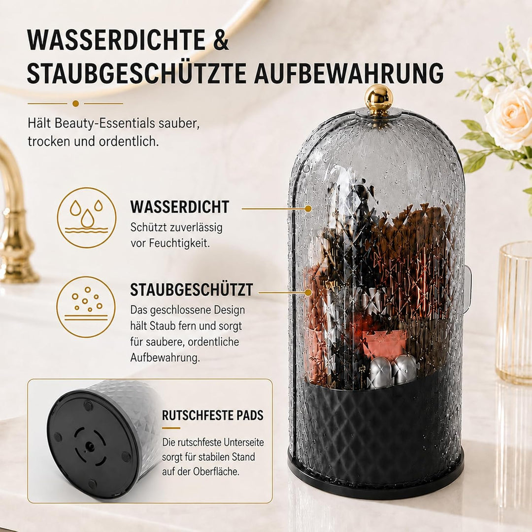 FAVORTALK Make-Up Pinselhalter mit Deckel,360 Drehbar Make Up Organizer,Makeup Pinsel Veranstalter S