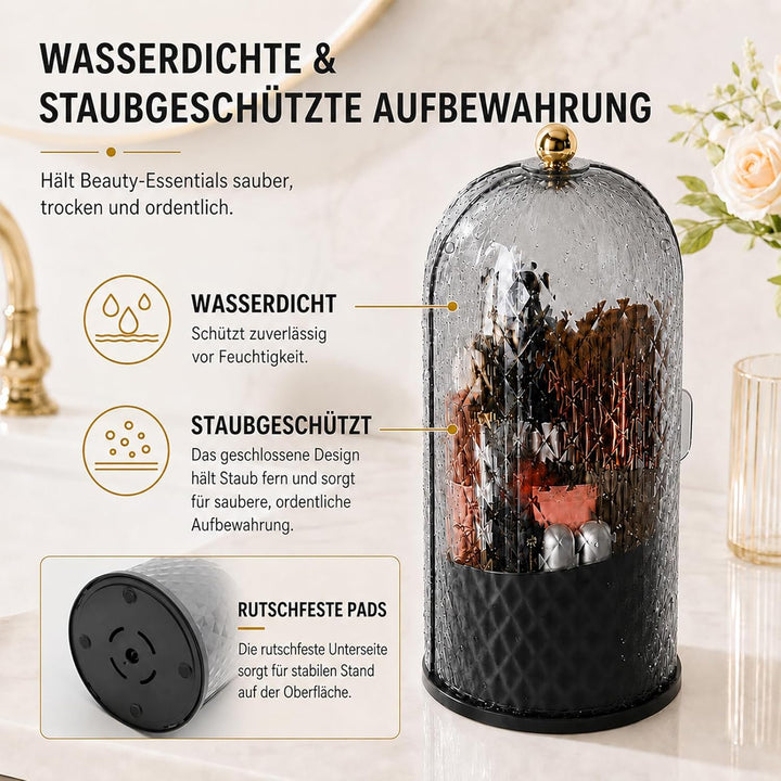 FAVORTALK Make-Up Pinselhalter mit Deckel,360 Drehbar Make Up Organizer,Makeup Pinsel Veranstalter S