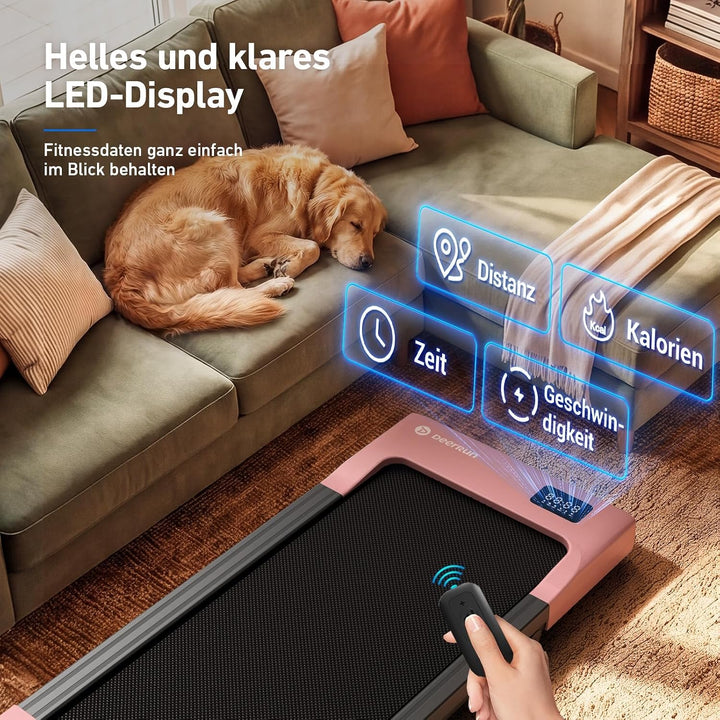 DeerRun Walking Pad mit 6% Steigung, Unter-Schreibtisch-Laufband für Home Office und Zuhause, Kompak