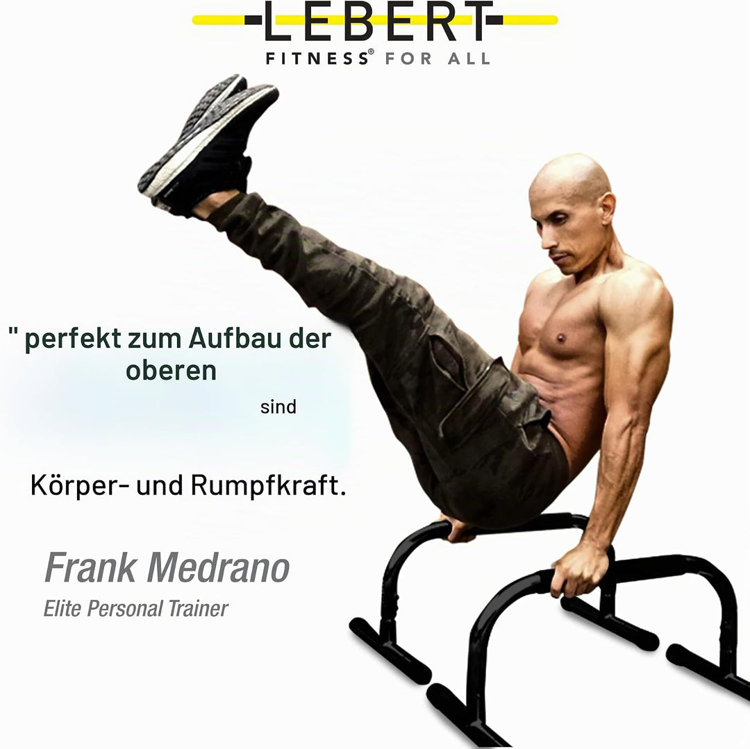 Lebert Fitness Parallette Push Up Bars Dip Station Stand - Perfect for Home and Garage Gym Exercise