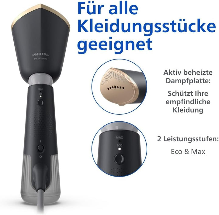 Philips Dampfglätter 5000-Serie – 35 Sekunden Aufheizen, kontinuierlicher Dampf, zwei Wassertanks, E