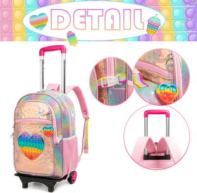 HTgroce Pop Push It Schulranzen Mit Rollen, Toy Schulranzen Trolley Pop Kinder, Fidget Trolley Rucks