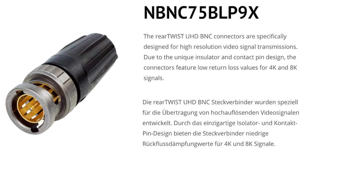 SOMMER CABLE Video-Patchkabel 6G-SDI / 4K SC-Vector 0.8/3.7, BNC/BNC NBNC75BLP9X NEUTRIK Grün (15m)