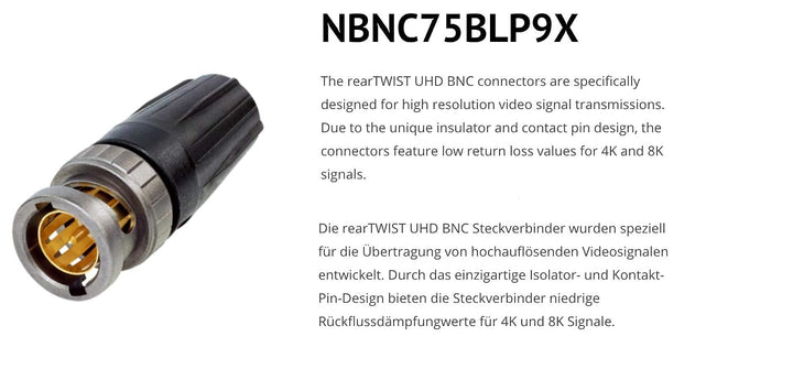 SOMMER CABLE Video-Patchkabel 6G-SDI / 4K SC-Vector 0.8/3.7, BNC/BNC NBNC75BLP9X NEUTRIK Grün (15m)