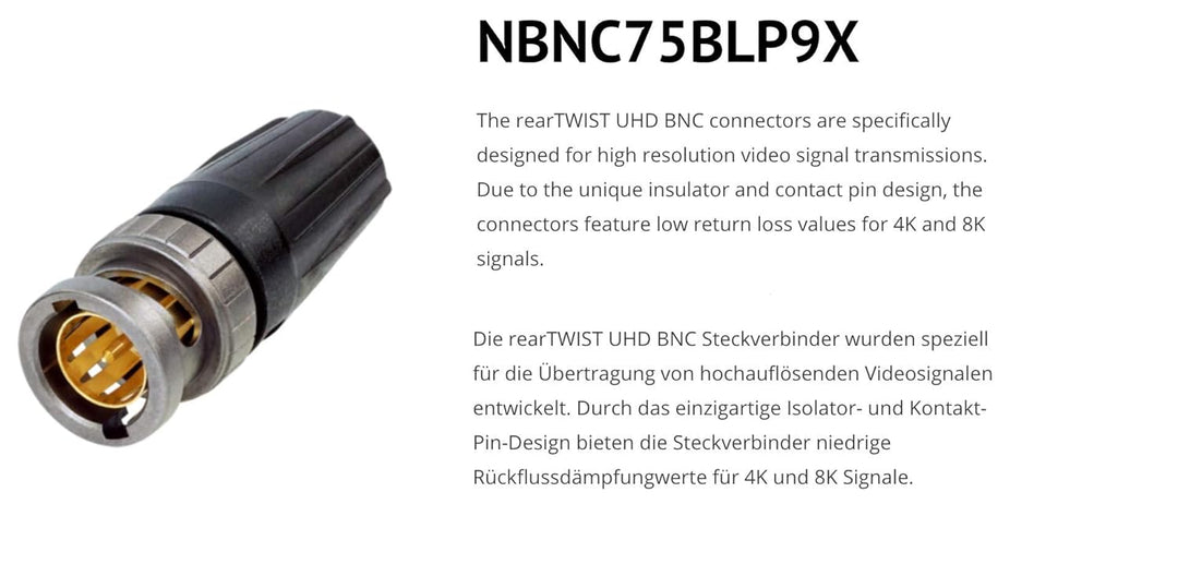 SOMMER CABLE 50m 6G- 3G- SDI Video-Patchkabel HD-SDI (HDTV) SC-Vector 0.8/3.7 1x 0,80 mm² - Stecker