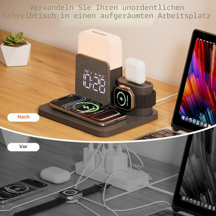 5 in 1 Induktive Ladestation für A-pple Watch und Phone 17/16/15/14-11 Serie und air-pods, 15W Wirel