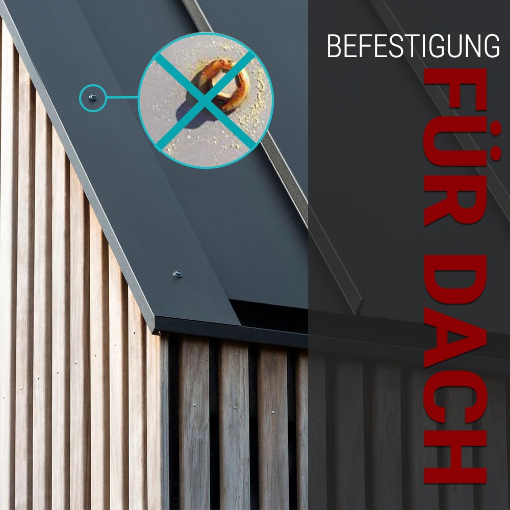 VOOXA 100 Stück Dünnblechschrauben 6,0x38mm, SW8, Bi-Metall Edelstahl A2 mit Stahlspitze, 16mm EPDM
