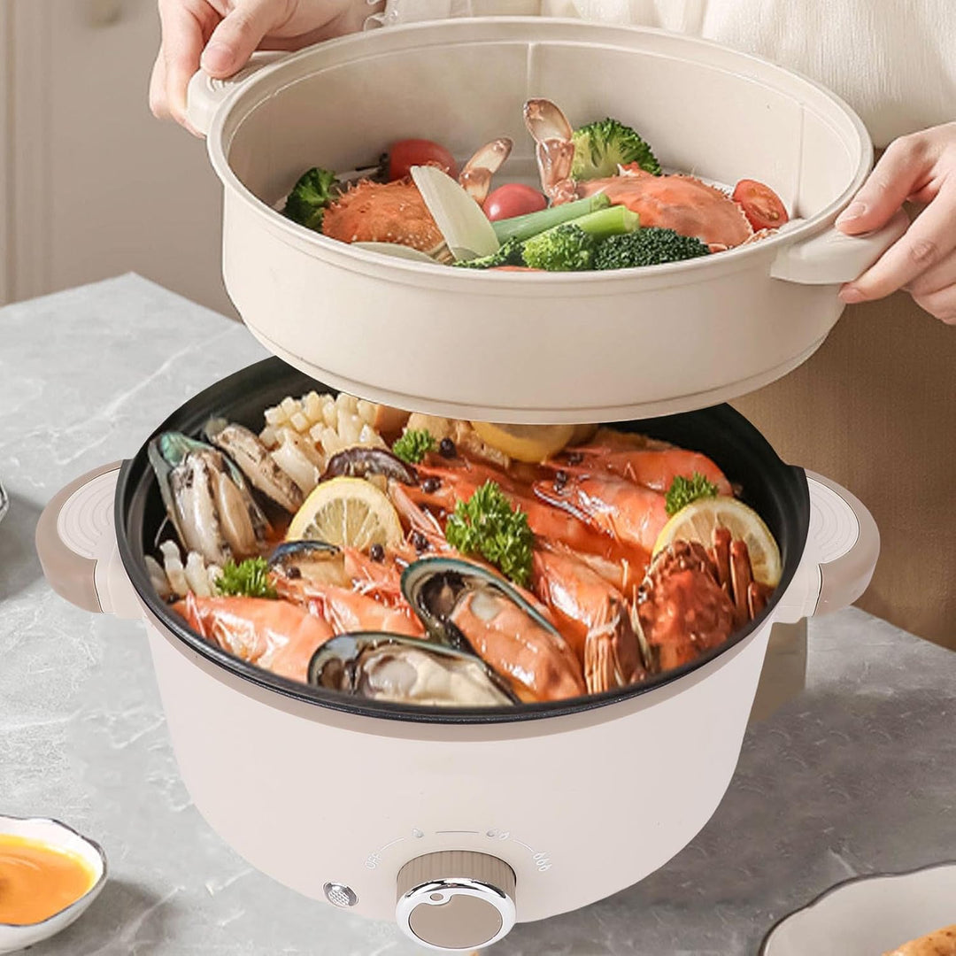 Multicooker -Elektretopf, Anti -Stick -Beschichtung Elektrischer Ramenkocher mit Dampfkorb für Nudel