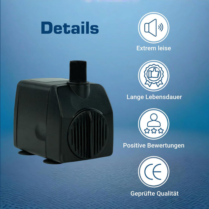 Kerry Pumpe Zimmerbrunnenpumpe Teichpumpe Wasserspielpumpe bis zu 750 l/h, 11W