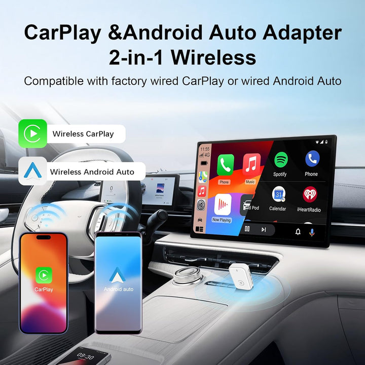 EZoneTronics 2-in-1 Wireless Android Auto & Carplay Adapter, Convert Wired to Wireless Carplay Adapt