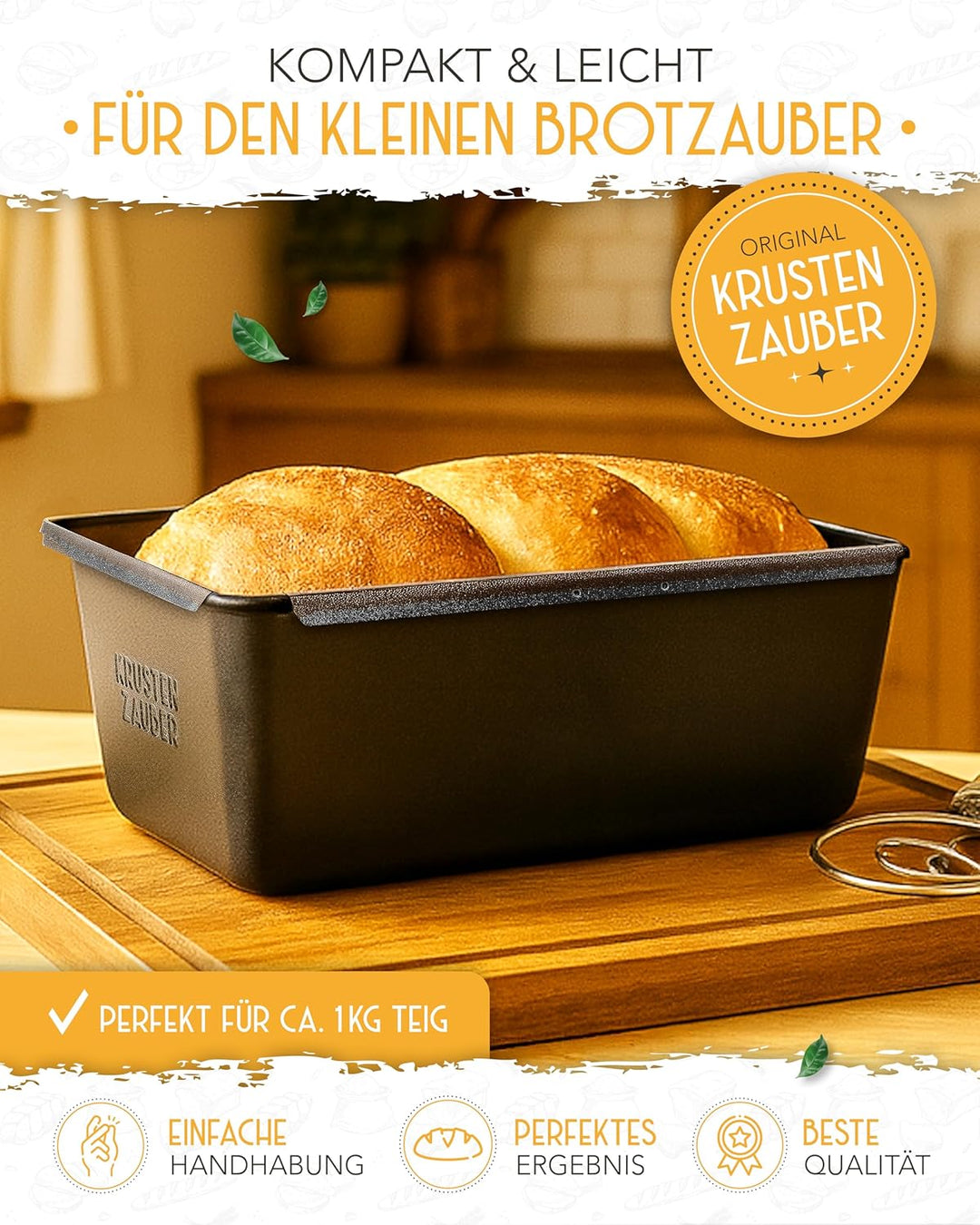 KRUSTENZAUBER Brotbackform mit Deckel – Kastenform Brot aus Kohlenstoffstahl für perfekte Hitzeverte