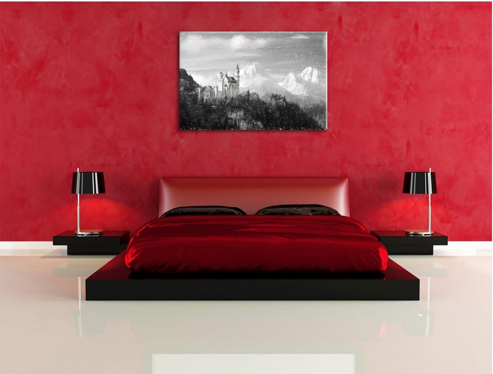 Pixxprint Schloss Neuschwanstein als Leinwandbild/Grösse: 100x70 cm/Wandbild/Kunstdruck/fertig bespa