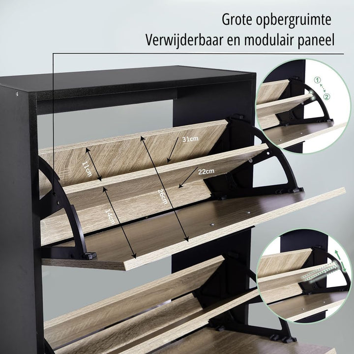 CASABEL Schuhschrank für 18 Paar – Schrank mit grossem Fassungsvermögen für Eingangsbereich, Flur –