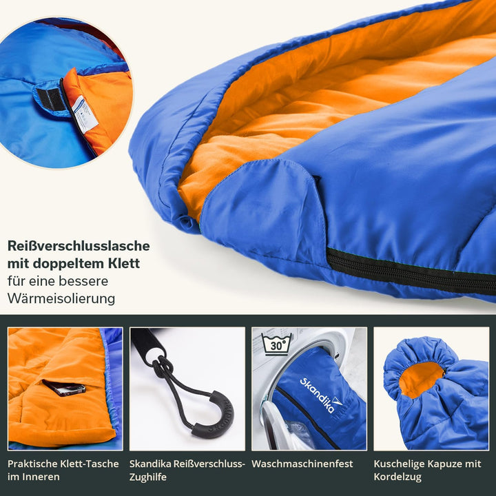 Skandika Vegas Junior Kinderschlafsack | Outdoor Camping Schlafsack für Kinder, weiches Innenfutter,