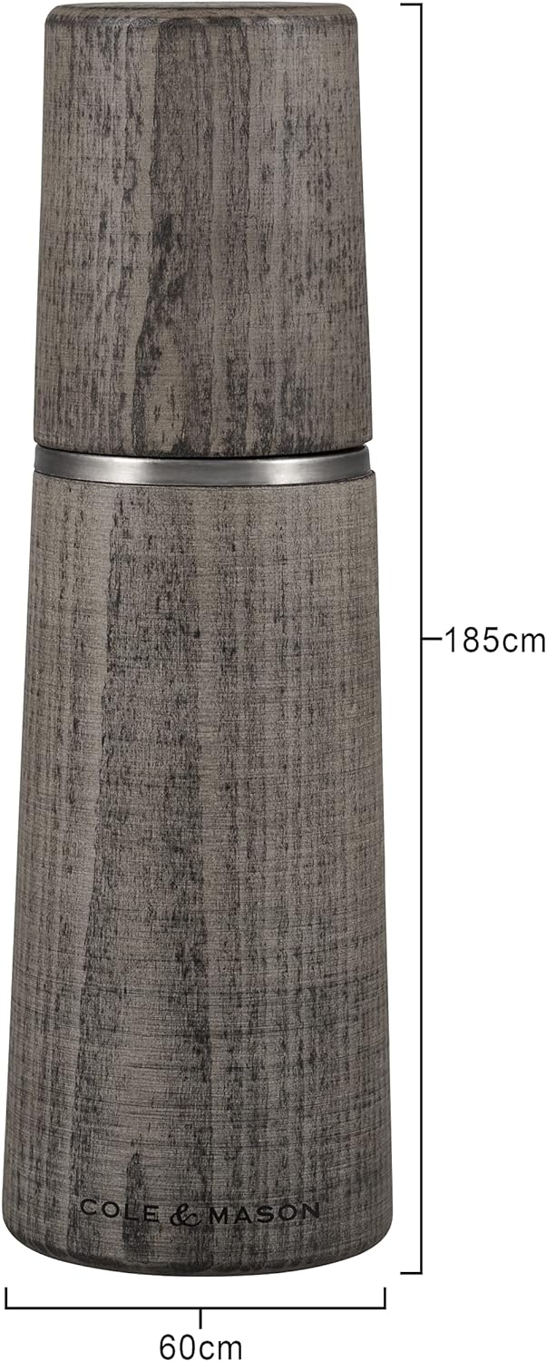 Cole & Mason H322020 Marlow Pfeffermühle, Grau, Buchenholz, 185mm, Precision+, Enthält 1 x Pfeffermü