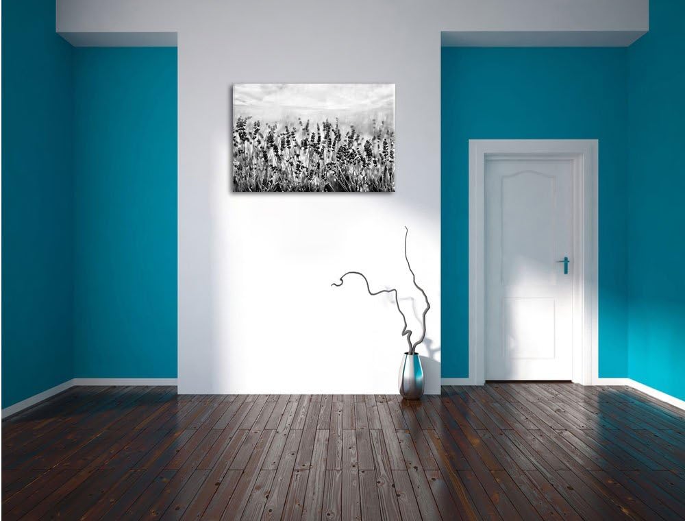 Pixxprint Schöner Lavendel im Regen als Leinwandbild/Grösse: 100x70 / Wandbild/Kunstdruck/fertig bes