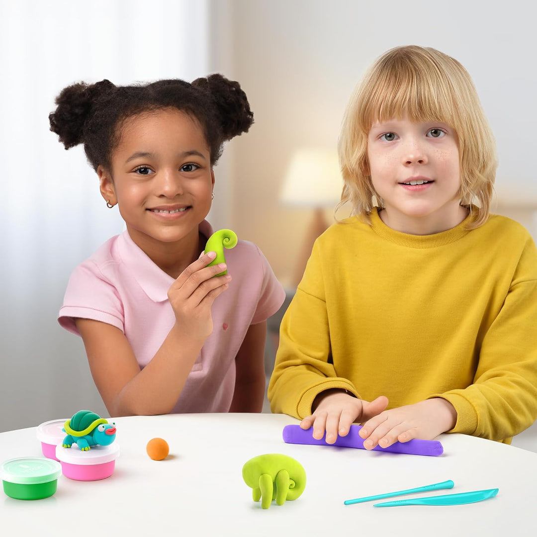 HEY CLAY - 15 Dosen lufttrocknende Knete für Kinder ab 3 Jahren - Kreatives Bastelset - Modelliermas