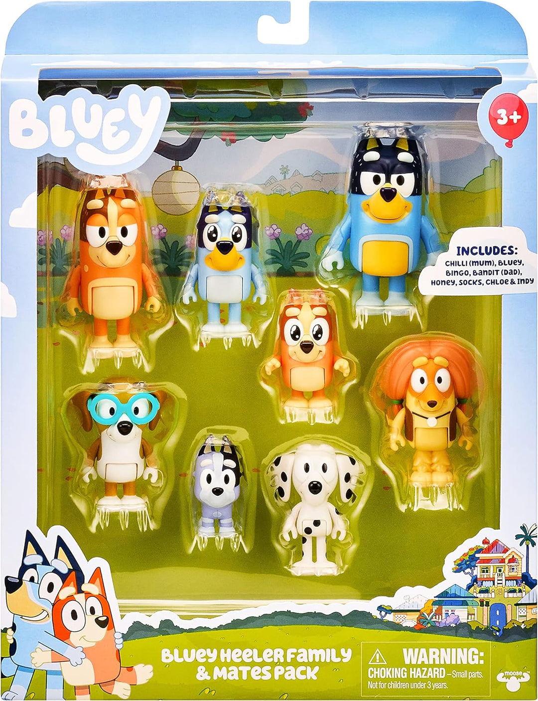 Bluey Blueys 8er-Figurenpack Familie und Freunde: 6,3–7,6 cm grosse Figuren mit beweglichen Gelenken