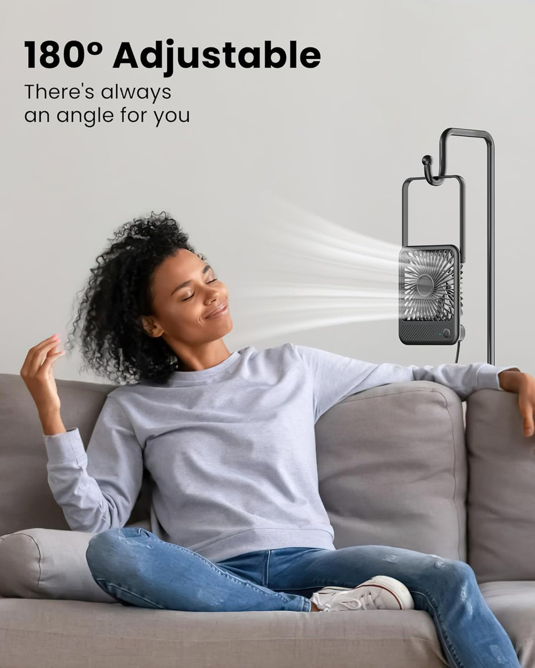 Koonie USB Tischventilator, Mini Tischventilator, 3 Geschwindigkeiten & 180°Einstellbar, Ruhig-35dB,