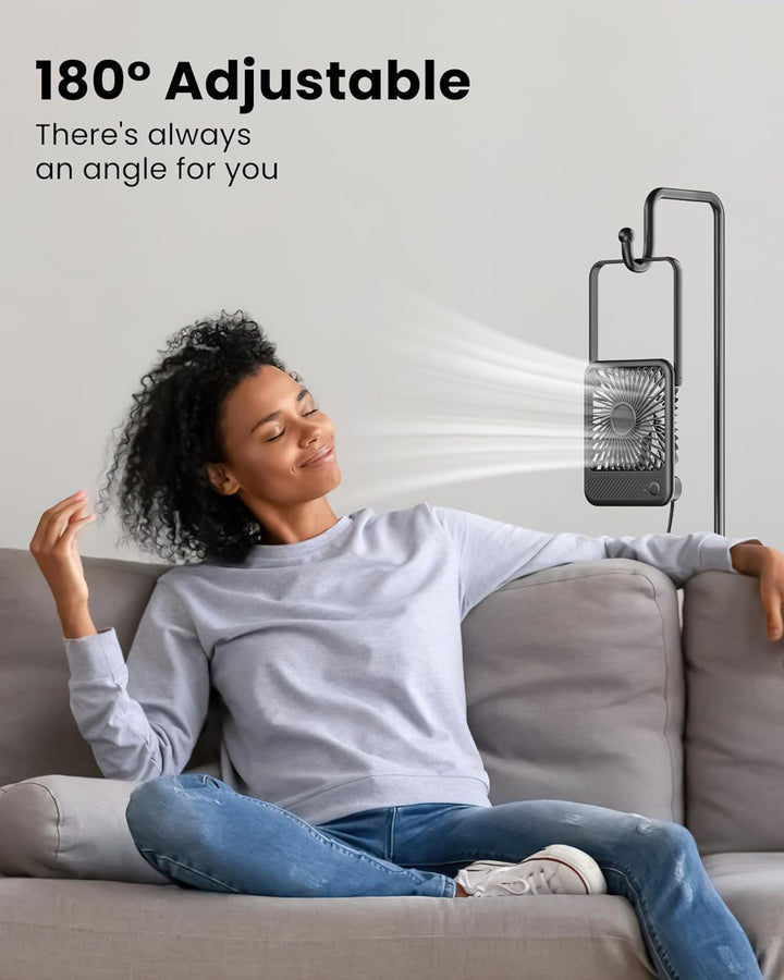 Koonie USB Tischventilator, Mini Tischventilator, 3 Geschwindigkeiten & 180°Einstellbar, Ruhig-35dB,