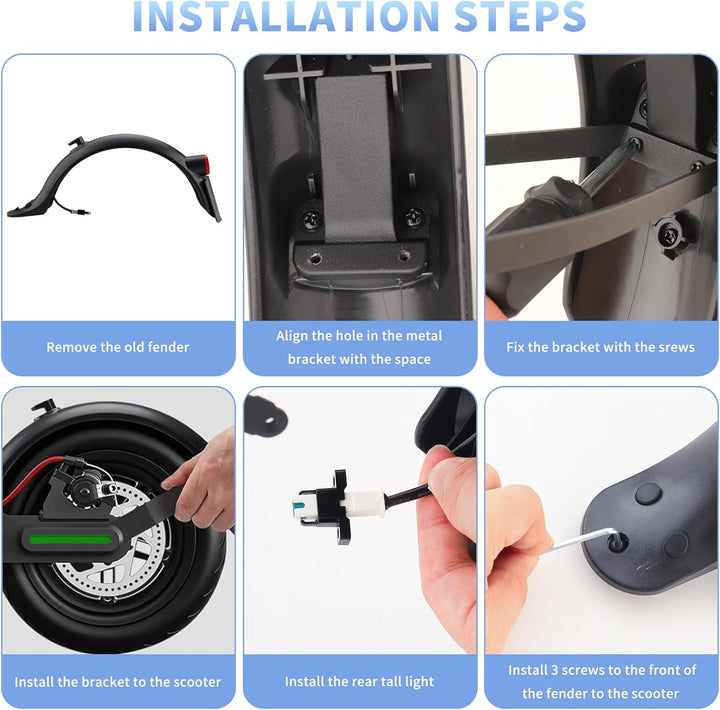 E Scooter Schutzblech Hinten,Elektroroller Hinterer Kotflügel Electric Scooter Kompatibel für Xiaomi