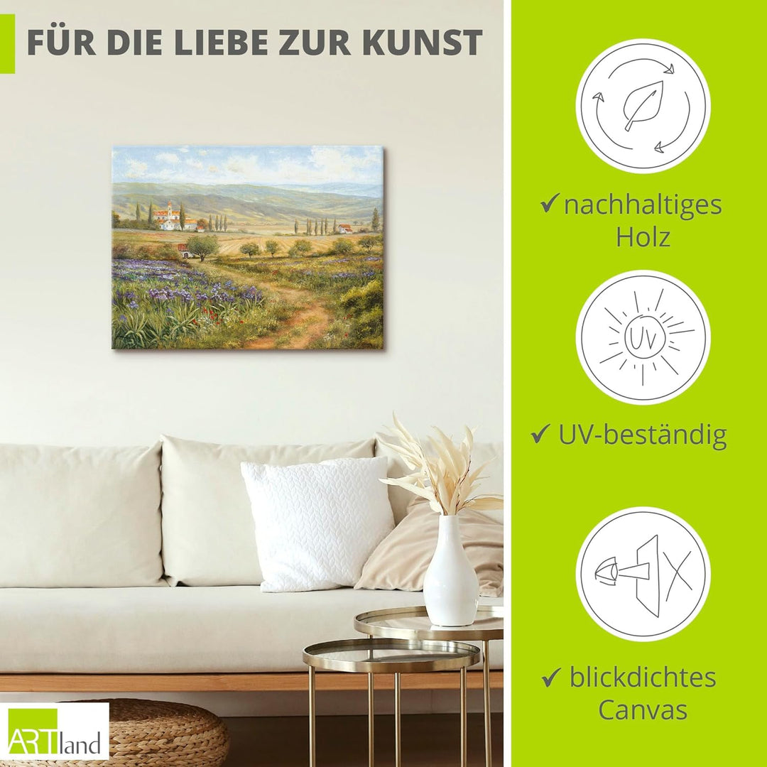 Leinwandbild Wandbild Bild auf Leinwand 80x60 cm Wanddeko Landschaft Provence Stadt Frankreich Natur