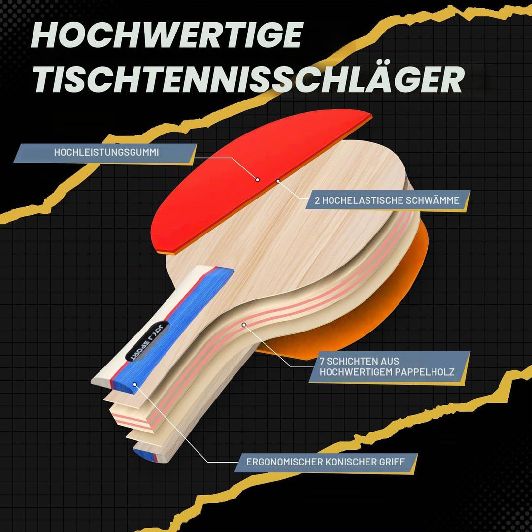 Tischtennisschläger, Pingpong-Schläger Set mit 2 Schläger und 3 Bällen, Tischtennis-Schläger für Anf