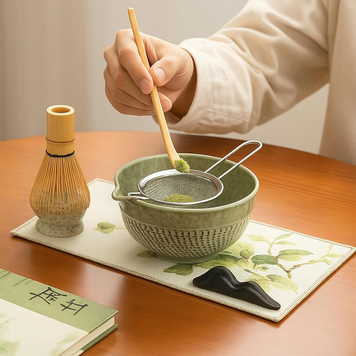 Matcha Set Premium Matcha Tee-Set, Matcha Set Tea (7-teilig) Keramik, Bambus Matcha Schneebesen, han