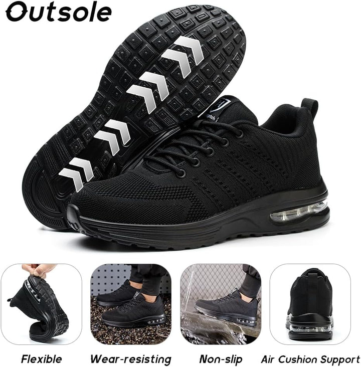 Bawalon Arbeitsschuhe Leicht Herren Sicherheitsschuhe Damen rutschfest Sportlich Stahlkappenschuhe A
