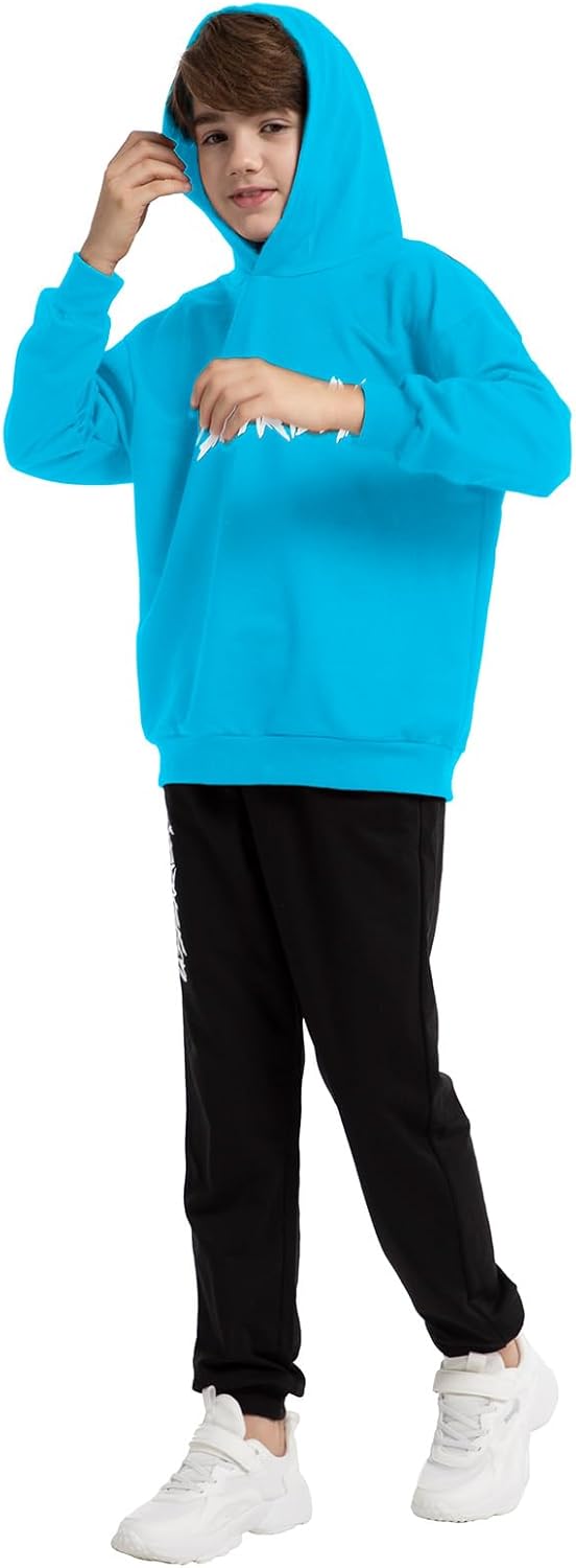 Jungen Hoodie Trainingsanzug Sweatshirt Top und Hose Kleidungsset 2-15 Jahre 4-5 Jahre Himmelblau-2,