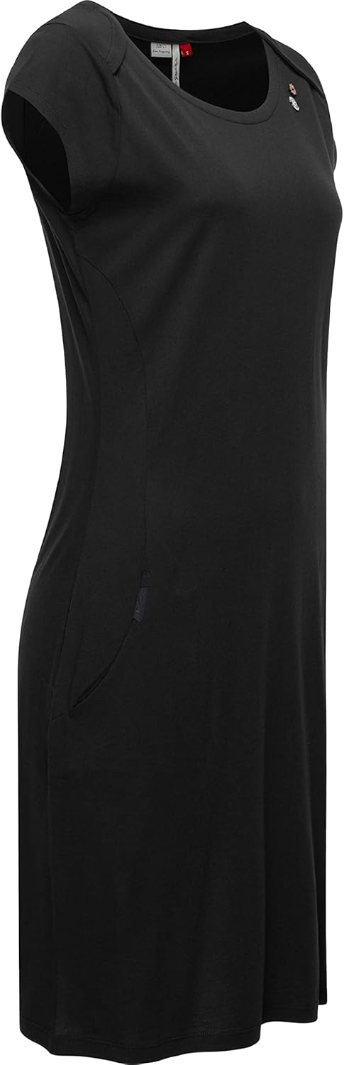 Ragwear Damen Midi Kleid Sommerkleid Rivan Solid XS-XXL S Tall Schwarz, S Tall Schwarz