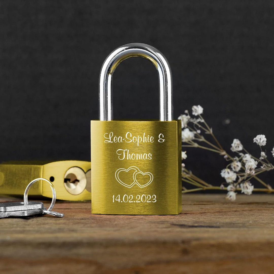 LIEBESSCHLOSS-FACTORY Liebes-Schloss Gold mit Gravur und Schlüssel, gratis Geschenkbox uvm. Jetzt gr