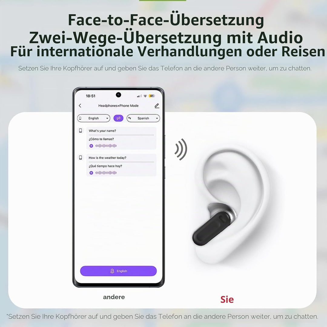 2025 NEUE NE20 AI-Übersetzer-Ohrhörer Echtzeit, 3-in-1 Bluetooth 6.0 Übersetzer-Kopfhörer mit 6 Über