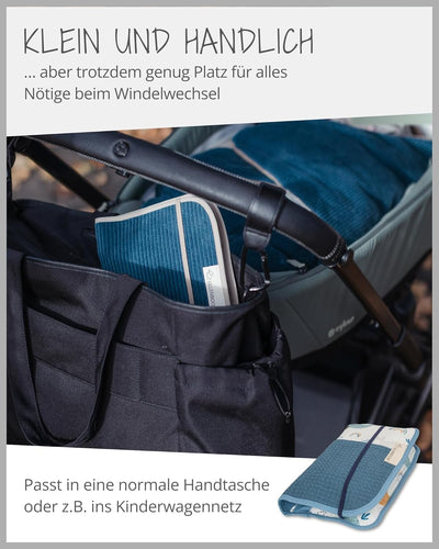 ULLENBOOM Windeltasche für unterwegs, Blau Wale, Made in EU - Wickeltasche für bis zu 3 Windeln, Feu