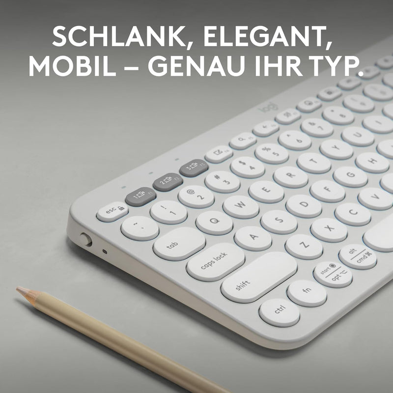 Logitech Pebble Keys 2 K380s, kabellose Multi-Device Bluetooth-Tastatur mit anpassbaren Sondertasten