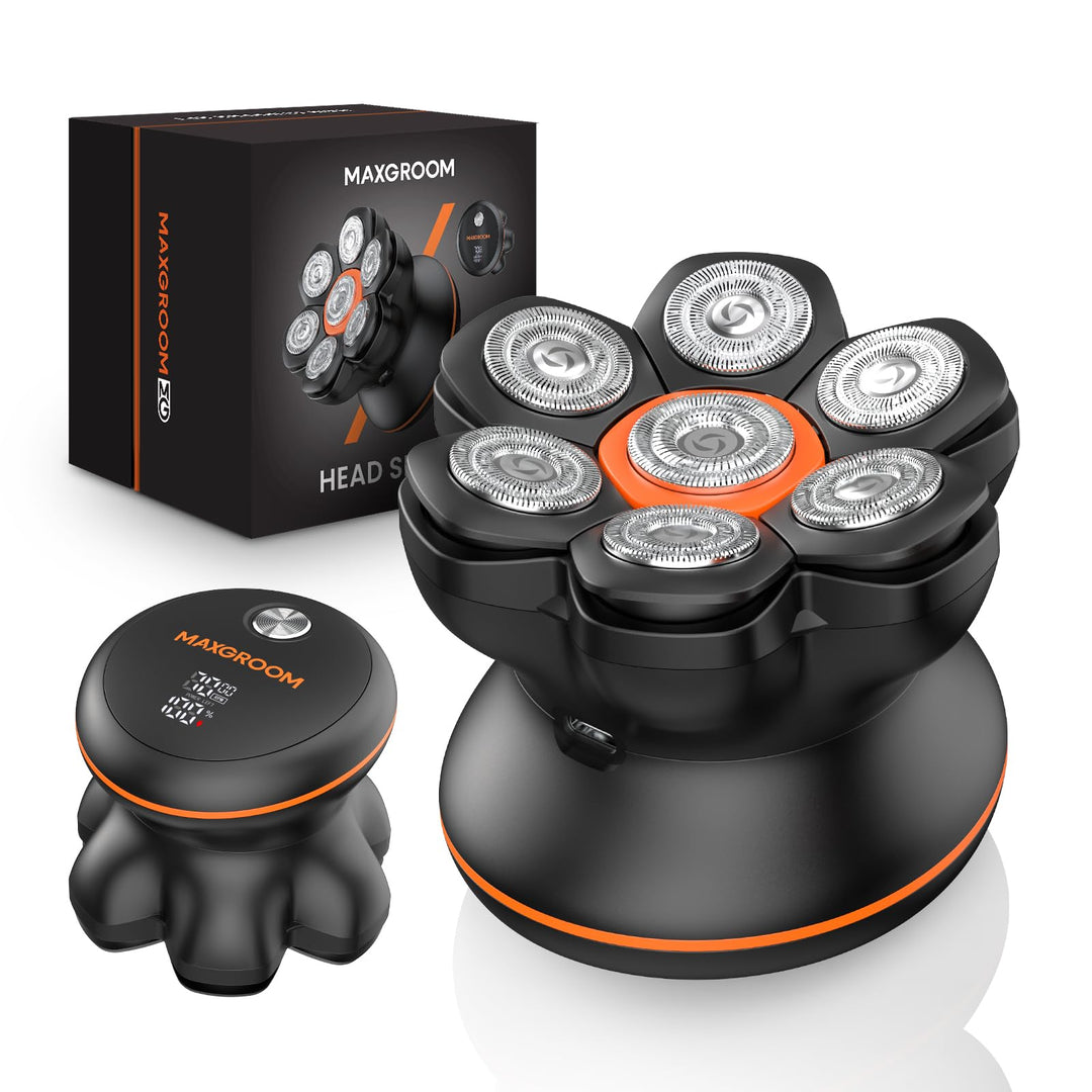 Maxgroom Glatzen Rasierer Herren, 7D Flexibler Glatzenrasierer, Wasserdichter Kopfrasierer Glatze mi