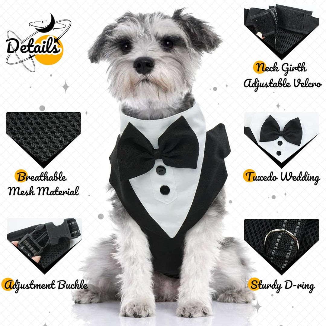 Smokinggeschirr für Hunde, kein Ziehen, Smoking, Westengeschirr mit Leine, verstellbar, für Hochzeit