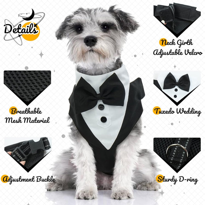 Smokinggeschirr für Hunde, kein Ziehen, Smoking, Westengeschirr mit Leine, verstellbar, für Hochzeit