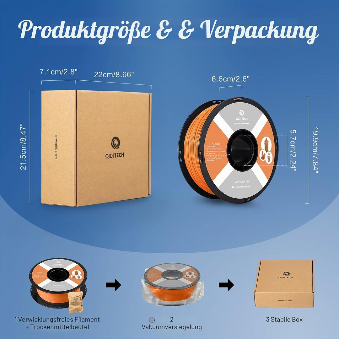 QIDI TECH PLA Rapido Filament 1.75mm, 3D Drucker Filament PLA, geeignet für Hochgeschwindigkeitsdruc